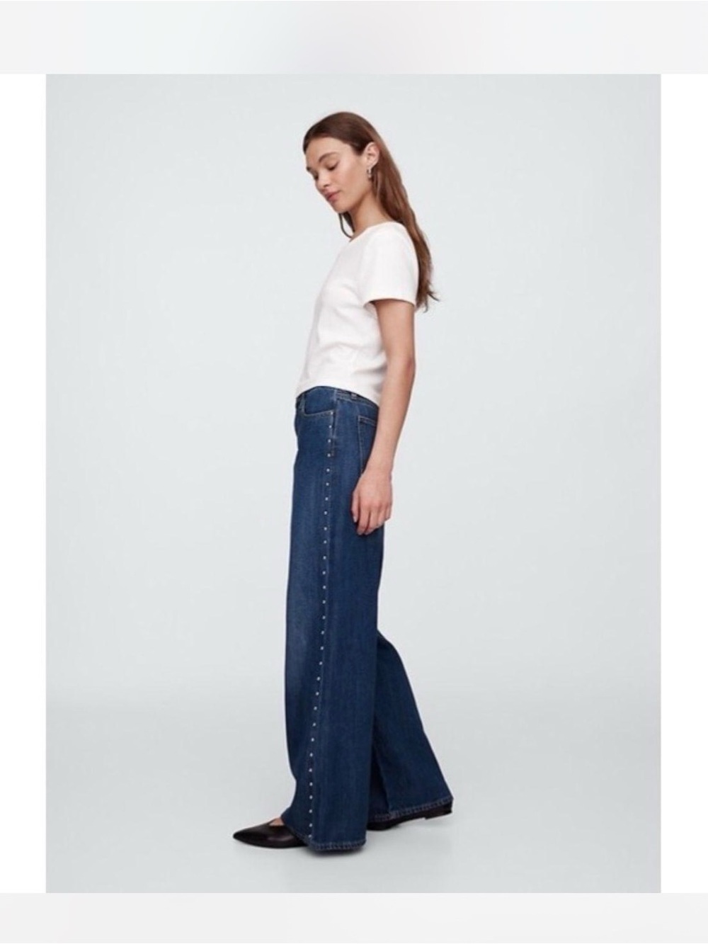 GAP NWT high rise studded wide leg jeans 10/30 L